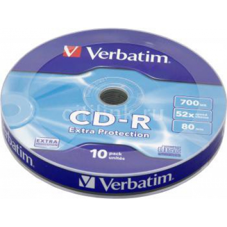 диск cd-r verbatim 700mb 52x cake box (10шт) (43725)(43725)