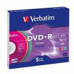 диск dvd+r verbatim 4.7gb 16х slim box color 5шт