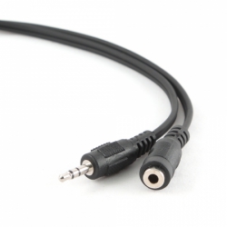 кабель аудио 3.5 мм (миниджек) (m/f) 5 м (пакет) удлинитель, изоляция из поливинилхлорида, черный (gembird cca-423-5m)