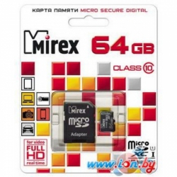 память sd card 64gb mirex micro sdxc uhs-i class 10 + адаптер sd