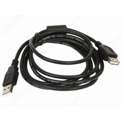 кабель usb 2.0 am/af 1.8 м (пакет) удлинитель, экранированный, позолоченные контакты, ферритовое кольцо, черный (gembird ccf-usb2-amaf-6)