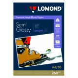 бумага lomond a4 260г/м2 20л полуглянцевая односторонняя премиум фото (1103301)