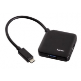 Разветвитель USB 3.0 Hama Type-C Plug 4порт. черный (00135750)(00135750)