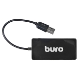 Разветвитель USB 2.0 Buro BU-HUB4-U2.0-Slim 4порт. черный(BU-HUB4-U2.0-SLIM)
