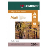 Бумага Lomond A4 220г/м2 25л матовая/матовая для струйной печати фото (0102148)