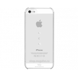 Чехол-крышка для Apple iPhone 5 (жесткий пластик, прозрачный/край и полоски - сиреневый металлик) (CH)