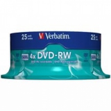Диск DVD+RW Verbatim 4.7Gb 4х cake box 25шт